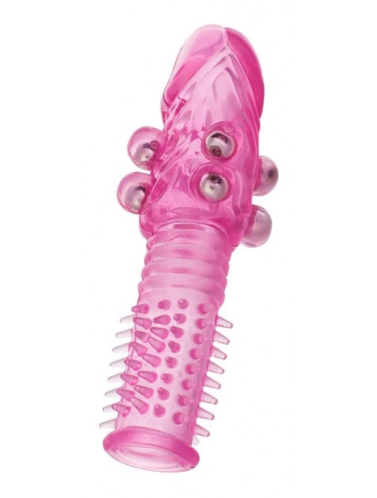 Стимулирующая розовая насадка с шишечками и шипами - 13,5 см. - Toyfa Basic - в Таганроге купить с доставкой