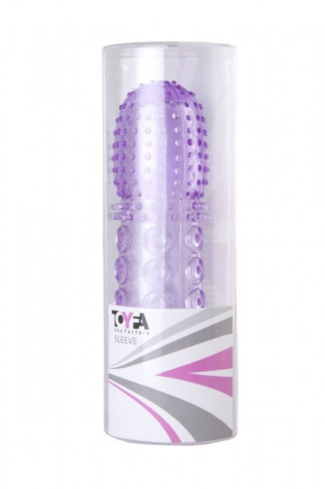 Насадка гелевая фиолетовая с точками, шипами и наплывами - 13,5 см. - Toyfa Basic - в Таганроге купить с доставкой