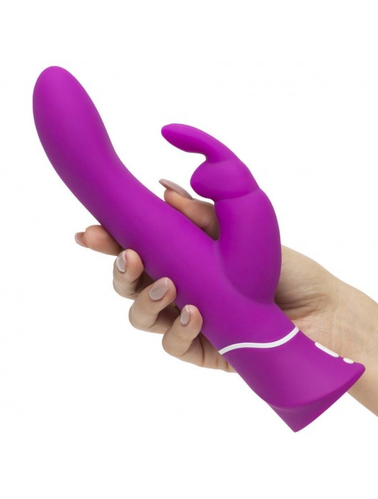 Лиловый вибратор-кролик Curve Rechargeable Rabbit Vibrator - 25,4 см. - Happy Rabbit