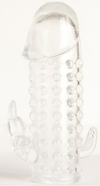 Гелевая прозрачная насадка с 2 отростками - 13 см. - Toyfa Basic - в Таганроге купить с доставкой