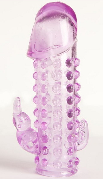 Закрытая фиолетовая насадка с 2 отростками - 13 см. - Toyfa Basic - в Таганроге купить с доставкой