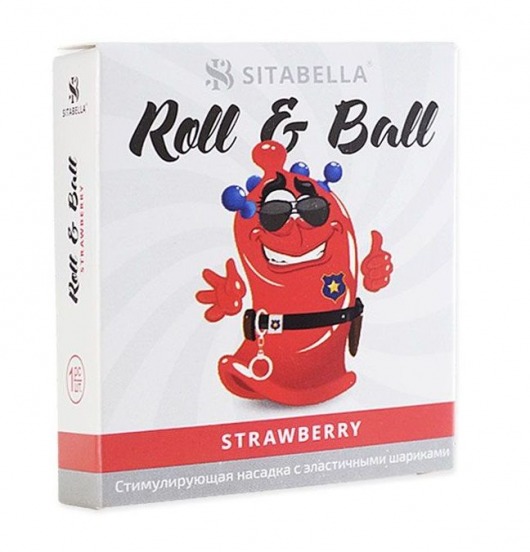 Стимулирующий презерватив-насадка Roll   Ball Strawberry - Sitabella - купить с доставкой в Таганроге