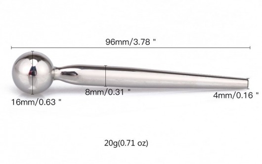 Гладкий металлический уретральный плаг с шариком - 9,6 см. - Notabu - купить с доставкой в Таганроге