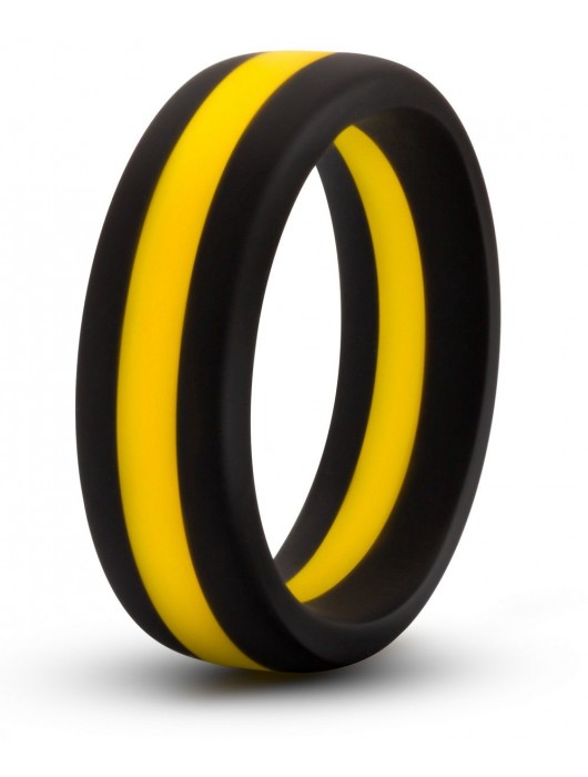 Черно-желтое силиконовое эрекционное кольцо Silicone Go Pro Cock Ring - Blush Novelties - в Таганроге купить с доставкой
