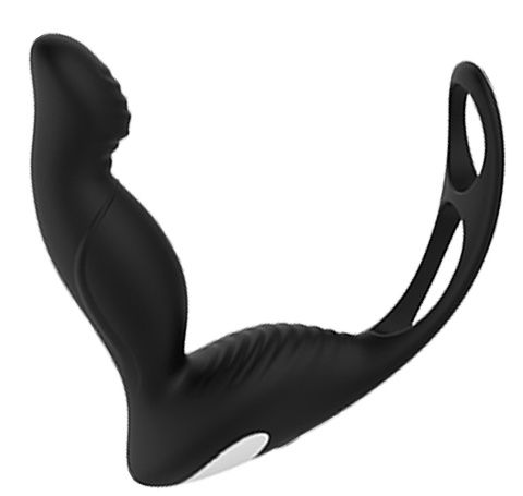 Черный вибромассажер простаты P-PLEASER W ERECTION ENHANCE - Dream Toys - в Таганроге купить с доставкой