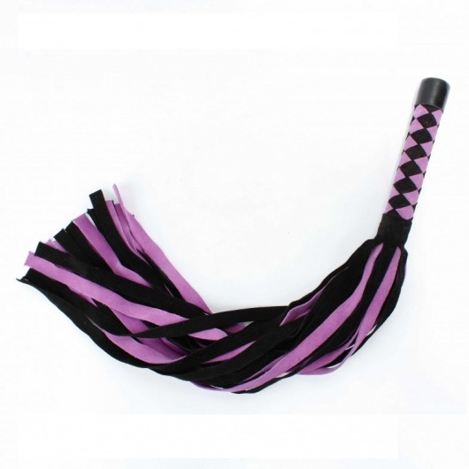 Черно-розовая плеть из замши - 58 см. - БДСМ Арсенал - купить с доставкой в Таганроге