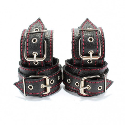 Черный бондажный набор с красной строчкой - БДСМ Арсенал - купить с доставкой в Таганроге