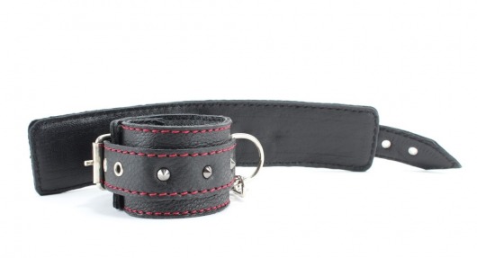 Черные наручники из натуральной кожи на карабинах - БДСМ Арсенал - купить с доставкой в Таганроге