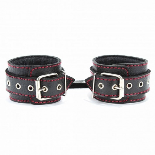 Черные наручники из натуральной кожи на карабинах - БДСМ Арсенал - купить с доставкой в Таганроге