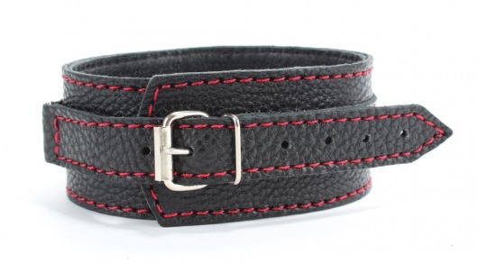 Черный ошейник из натуральной кожи с шипами - БДСМ Арсенал - купить с доставкой в Таганроге