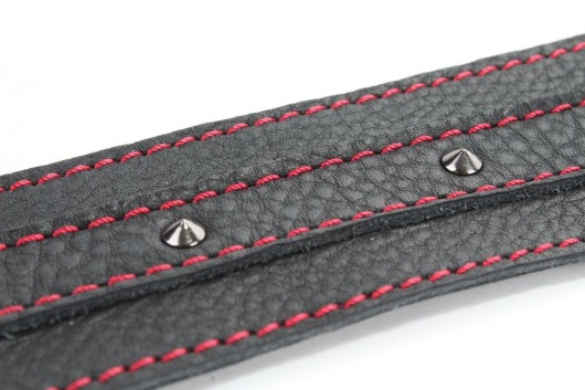 Черный ошейник из натуральной кожи с шипами - БДСМ Арсенал - купить с доставкой в Таганроге