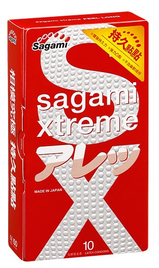 Утолщенные презервативы Sagami Xtreme Feel Long с точками - 10 шт. - Sagami - купить с доставкой в Таганроге