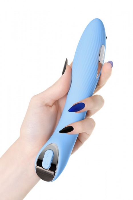 Голубой силиконовый вибратор с электростимуляцией TESLA G-POINT - 21 см. - ToyFa - купить с доставкой в Таганроге