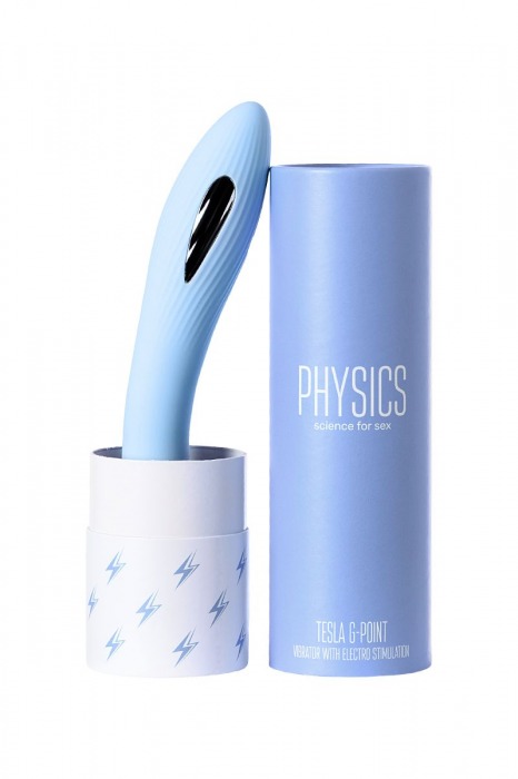 Голубой силиконовый вибратор с электростимуляцией TESLA G-POINT - 21 см. - ToyFa - купить с доставкой в Таганроге