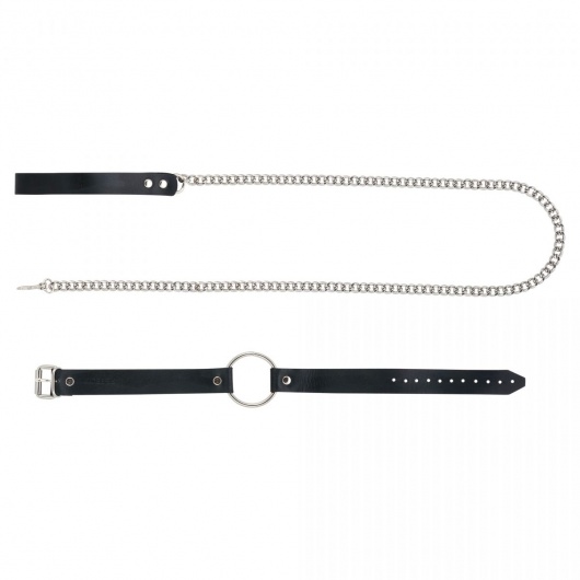 Черный поводок и чокер с кольцом Rada - Rebelts - купить с доставкой в Таганроге