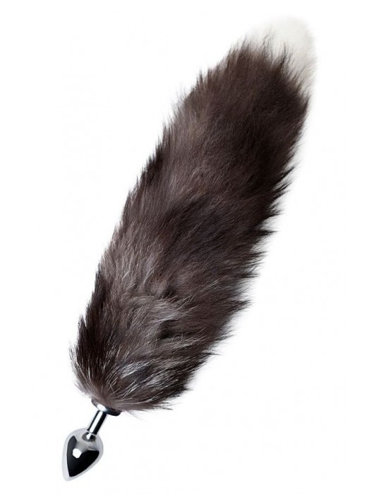 Серебристая металлическая анальная втулка с хвостом чернобурой лисы - размер S - ToyFa - купить с доставкой в Таганроге