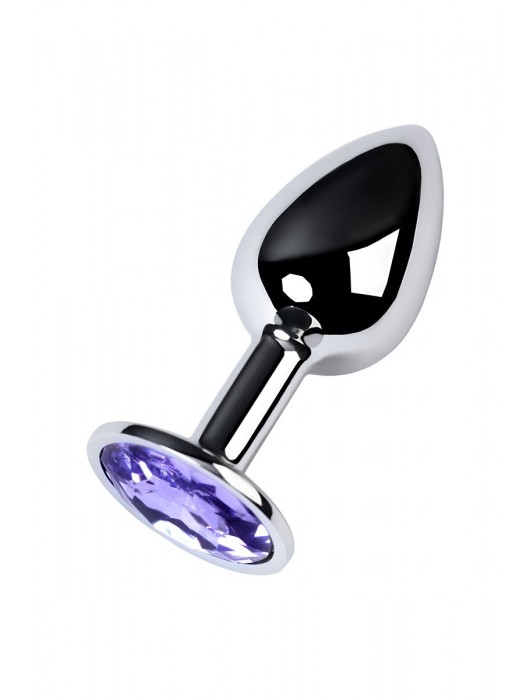 Серебристая конусовидная анальная пробка с фиолетовым кристаллом - 7 см. - ToyFa - купить с доставкой в Таганроге