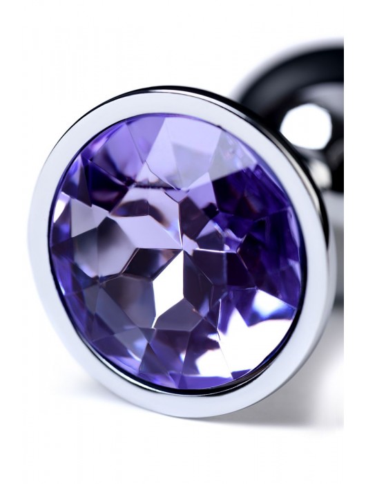 Серебристая конусовидная анальная пробка с фиолетовым кристаллом - 7 см. - ToyFa - купить с доставкой в Таганроге