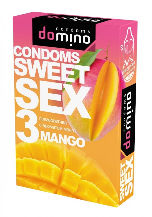 Презервативы для орального секса DOMINO Sweet Sex с ароматом манго - 3 шт. - Domino - купить с доставкой в Таганроге