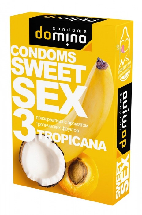 Презервативы для орального секса DOMINO Sweet Sex с ароматом тропических фруктов - 3 шт. - Domino - купить с доставкой в Таганроге