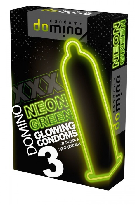 Презервативы DOMINO Neon Green со светящимся в темноте кончиком - 3 шт. - Domino - купить с доставкой в Таганроге