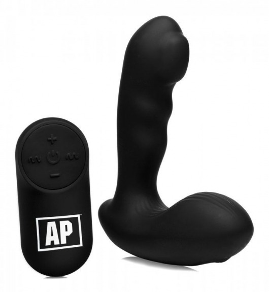 Черный стимулятор простаты Alpha-Pro 7X P-Milker Silicone Prostate Stimulator with Milking Bead - XR Brands - в Таганроге купить с доставкой