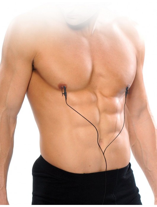 Черные электрические зажимы для сосков Shock Therapy Nipple Clamps - Pipedream - купить с доставкой в Таганроге