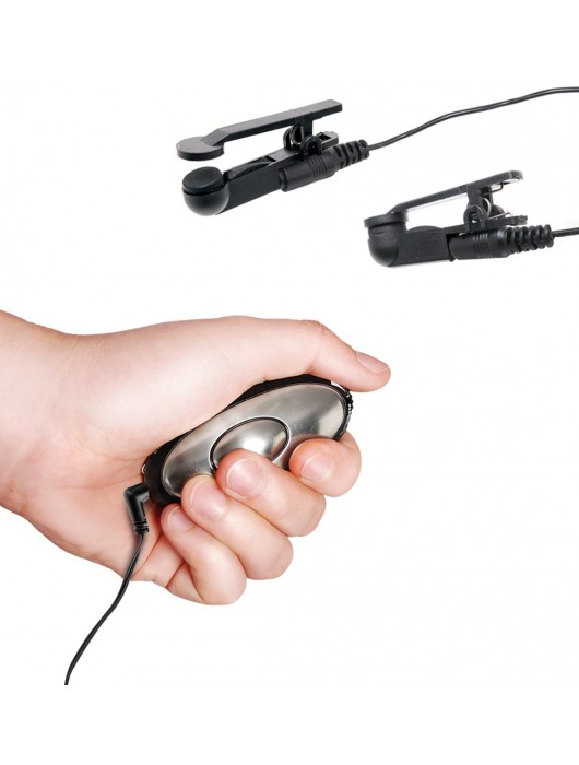 Черные электрические зажимы для сосков Shock Therapy Nipple Clamps - Pipedream - купить с доставкой в Таганроге