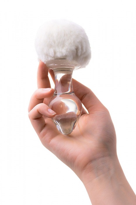 Стеклянная анальная втулка с хвостиком - 9,5 см. - Sexus - купить с доставкой в Таганроге