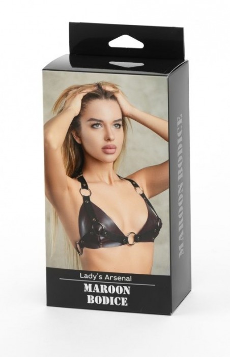 Бордовый лиф Ladys Arsenal с колечками - БДСМ Арсенал - купить с доставкой в Таганроге