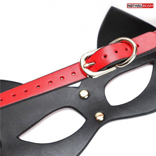 Красно-черная игровая маска с ушками - Notabu - купить с доставкой в Таганроге