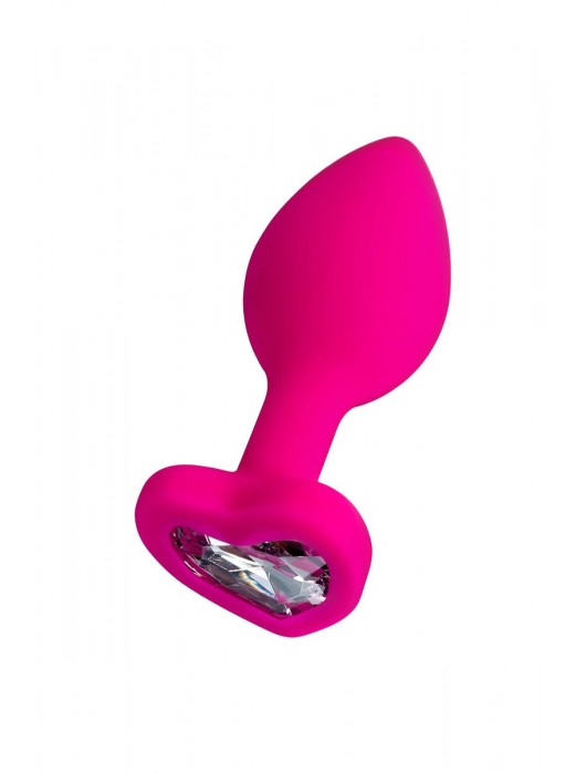 Розовая анальная втулка Diamond Heart с прозрачным кристаллом - 7 см. - ToyFa - купить с доставкой в Таганроге
