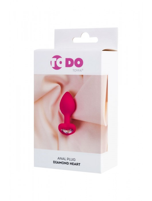 Розовая анальная втулка Diamond Heart с прозрачным кристаллом - 7 см. - ToyFa - купить с доставкой в Таганроге