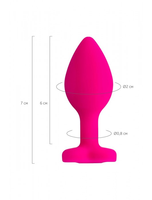 Розовая анальная втулка Diamond Heart с прозрачным кристаллом - 7 см. - ToyFa - купить с доставкой в Таганроге