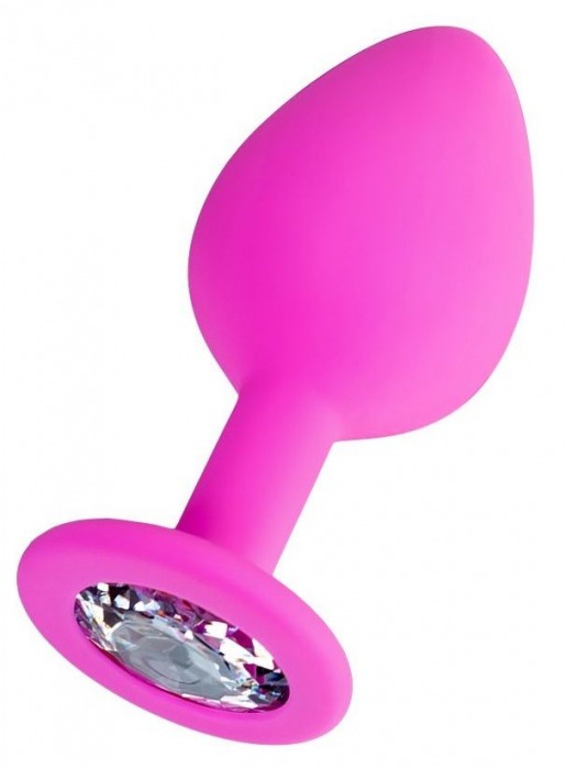 Розовая анальная втулка Brilliant с прозрачным кристаллом - 8 см. - ToyFa - купить с доставкой в Таганроге Розовая анальная втулка Brilliant с прозрачным кристаллом - 8 см. - ToyFa - купить с доставкой в Таганроге