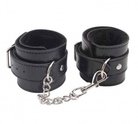 Черные оковы на ноги Obey Me Leather Ankle Cuffs - Chisa - купить с доставкой в Таганроге