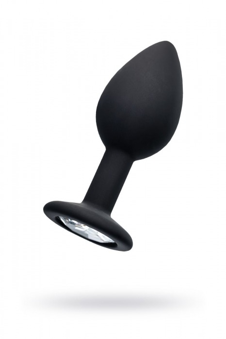 Черная анальная втулка с прозрачным стразом - 7,2 см. - POPO Pleasure - купить с доставкой в Таганроге