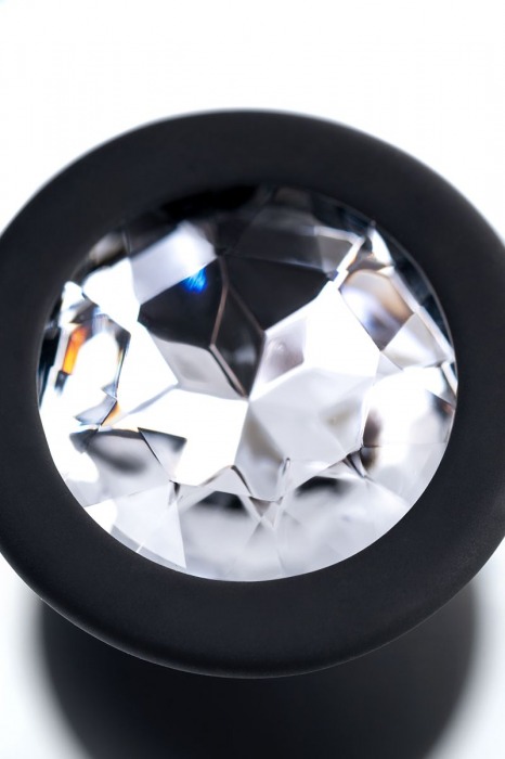 Черная анальная втулка с прозрачным стразом - 7,2 см. - POPO Pleasure - купить с доставкой в Таганроге