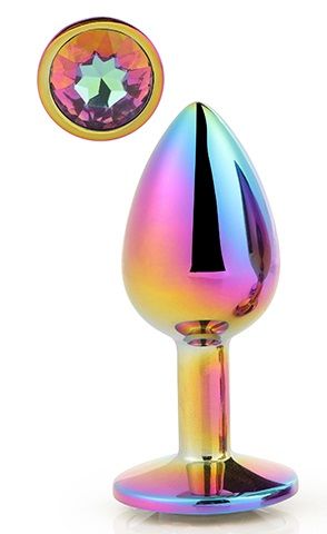 Голографическая анальная втулка с радужным кристаллом - 7,1 см. - Dream Toys - купить с доставкой в Таганроге