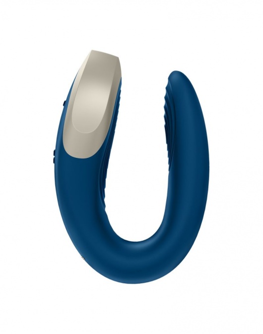 Синий вибратор для пар Double Love с возможностью управления через пульт и приложение - Satisfyer