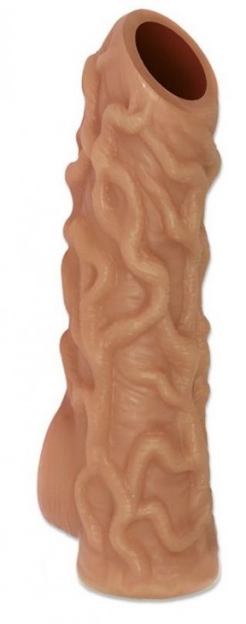 Телесная насадка с венками и открытой головкой Nude Sleeve M - 12 см. - KOKOS - в Таганроге купить с доставкой