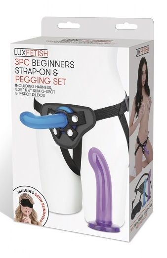 Страпон унисекс Beginners Strap-On с 2 насадками - 15 и 13 см. - Lux Fetish - купить с доставкой в Таганроге