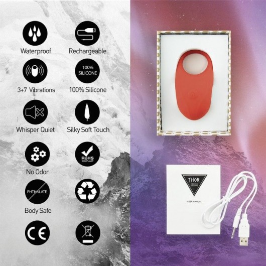 Красное кольцо с вибрацией Thor Cockring - FeelzToys - в Таганроге купить с доставкой