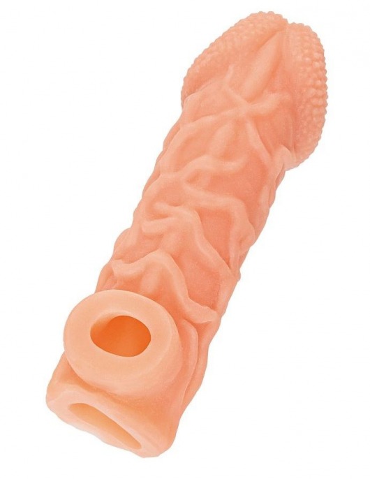 Телесная закрытая насадка с венками Cock Sleeve Size S - 13,8 см. - KOKOS - в Таганроге купить с доставкой