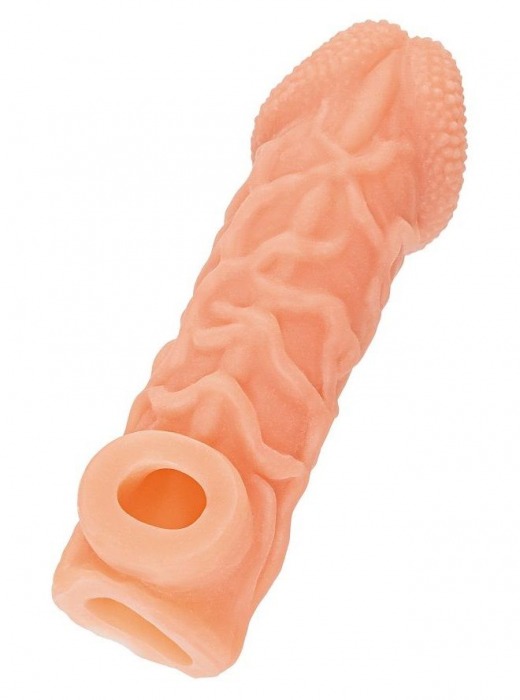 Телесная закрытая насадка с венками Cock Sleeve Size L - 17,6 см. - KOKOS - в Таганроге купить с доставкой
