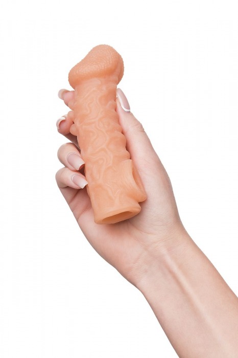 Телесная закрытая насадка с шершавой головкой Cock Sleeve Size S - 13,8 см. - KOKOS - в Таганроге купить с доставкой