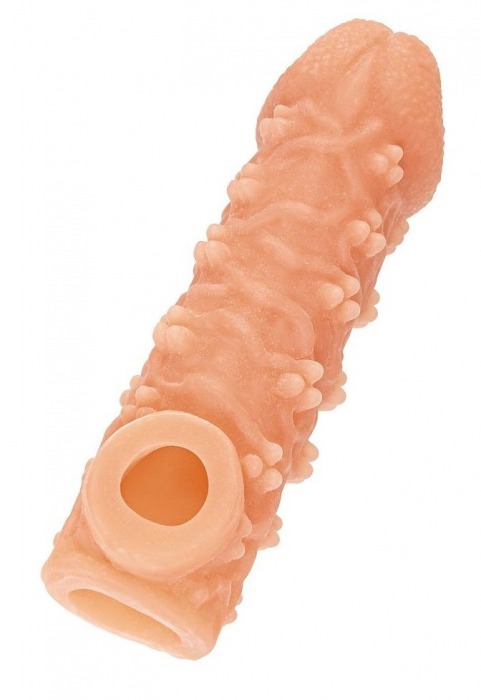 Телесная закрытая насадка с пучками шишечек Cock Sleeve Size M - 15,6 см. - KOKOS - в Таганроге купить с доставкой