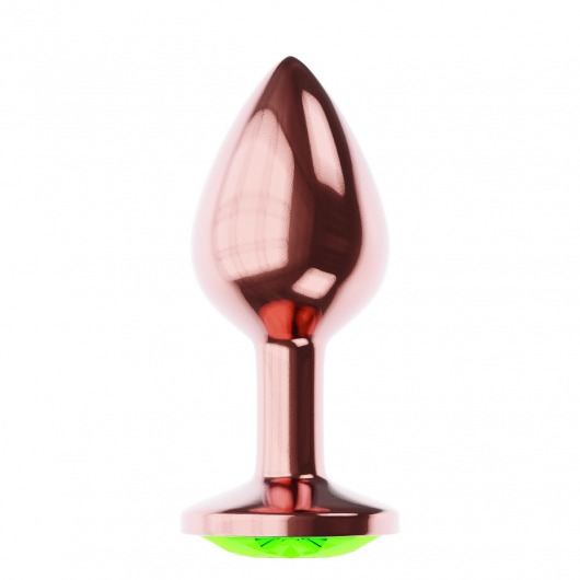 Пробка цвета розового золота с лаймовым кристаллом Diamond Emerald Shine S - 7,2 см. - Lola Games - купить с доставкой в Таганроге