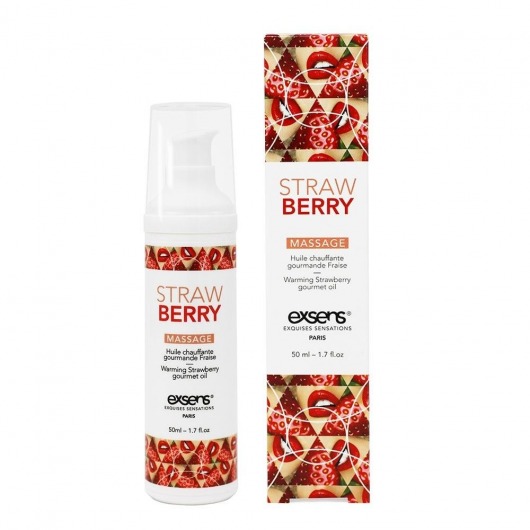 Разогревающее массажное масло  с ароматом клубники Gourmet Strawberry - 50 мл. - Exsens - купить с доставкой в Таганроге