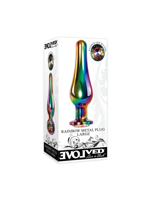 Радужная металлическая пробка Rainbow Metal Plug Large - 12,9 см. - Evolved